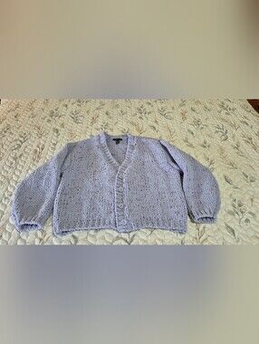 Forever 21 Light Lavender Chunky V-Neck Button Cardigan